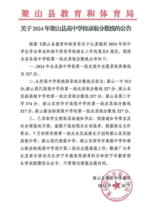 梁山县录取分数线是多少？-图1