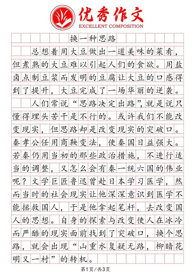 换一种思维方式的作文-图1 换一种思维方式的作文-图1